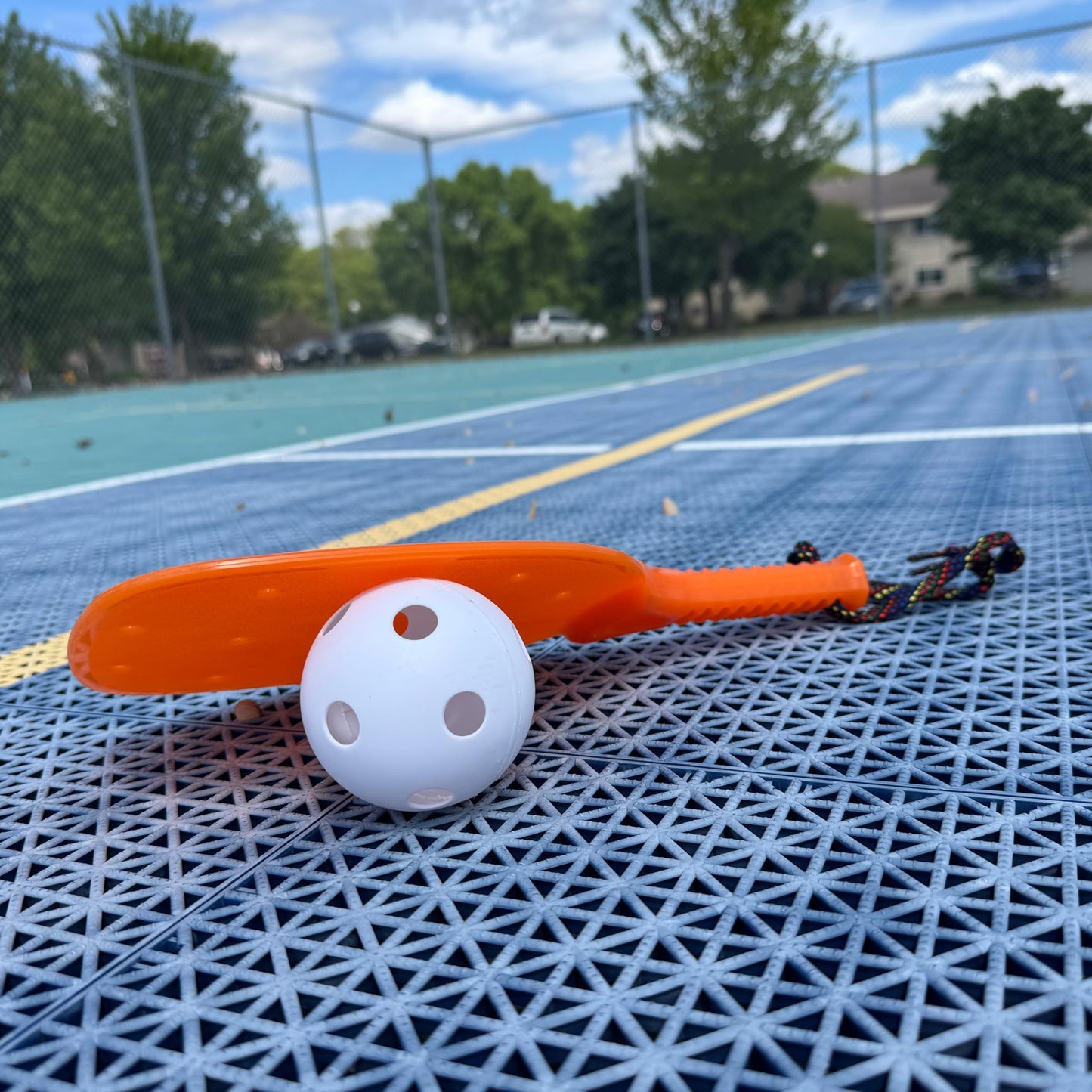 No Worry Sports Rugged Racket Junior Pickleball Paddle Set – Tough Molded Plastic Design for Learning, Practice, Group Games, and All-Purpose Recreational Play – Made in The USA (2-Pack, Yellow)