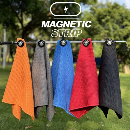 2-Pack Magnetic Golf Towel with Clip, Soft Microfiber Waffle Design - Industrial Strength Magnet for Strong Hold to Golf Bags, Carts & Clubs - Black