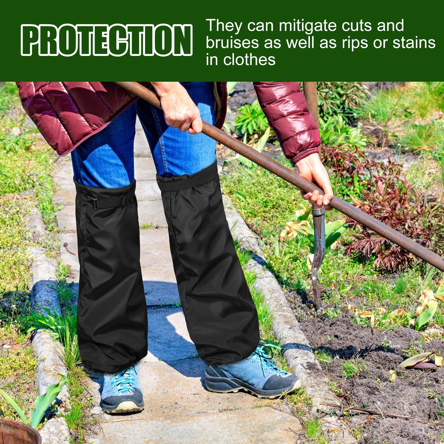 Adnee 2 PCS Garden Trimming Leg Chaps-Weed Eating Leg Protectors-Lawn Care Leg Gaiters-Adjustable Leg Guards for Garden and Farm Working