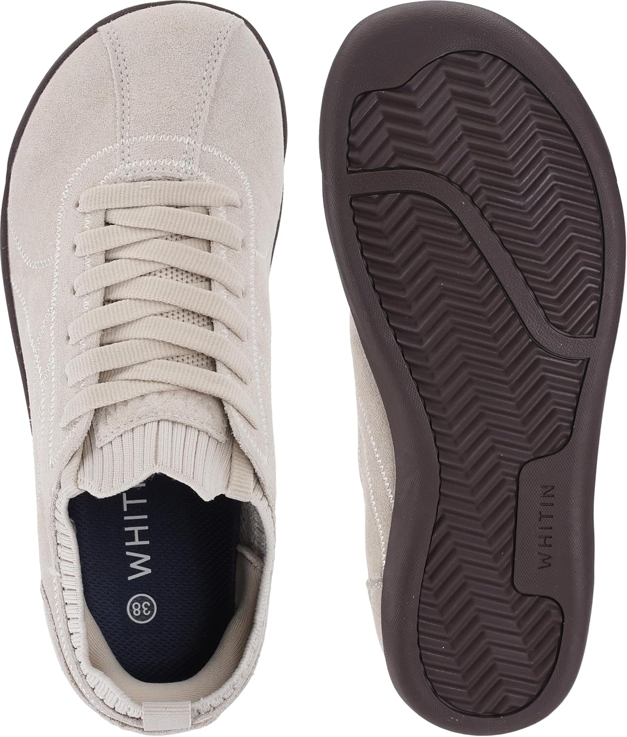 WHITIN Women's Barefoot Walking Sneakers - Suede Wide Toe Box + Zero Drop Comfort