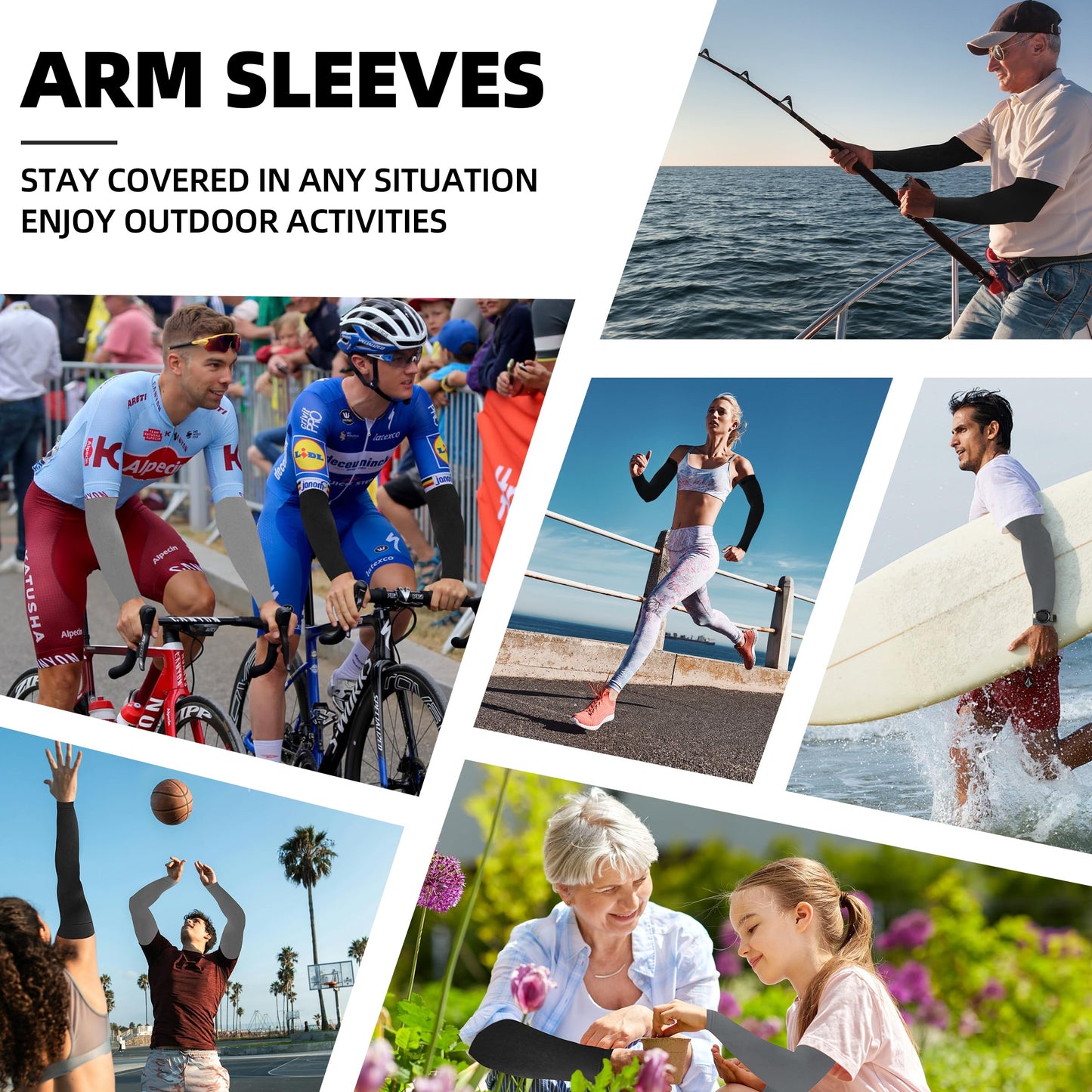 BHYTAKI Cooling Compression Arm Sleeves for Men Women,UPF50 UV Sun Protection Sleeves for Work Sport Tattoo Cover Up