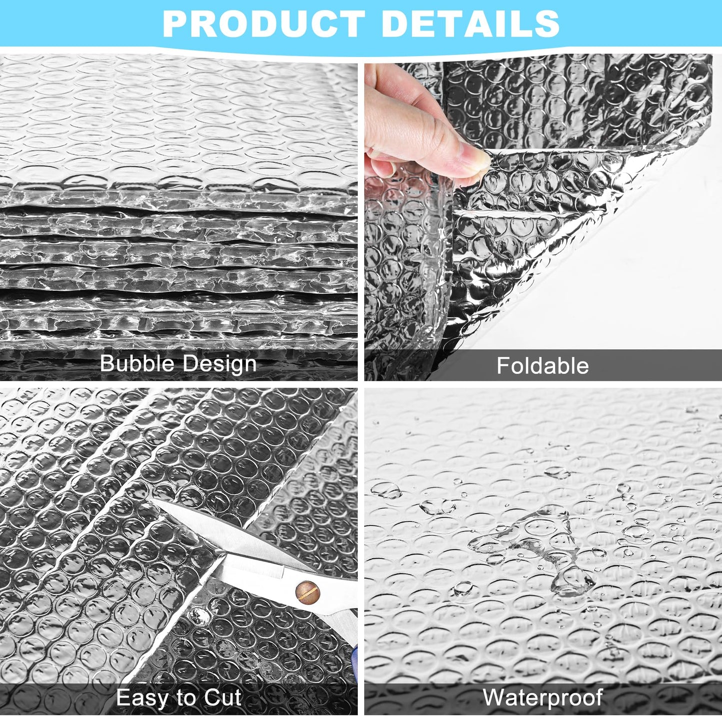 MYFAMIREA Double Reflective Insulation Roll 23.6IN x 10FT Bubble Aluminum Foil Sheet Thermal Insulation for Summer Heat, 3MM Insulated Radiant Barrier Wrap Insulation with 60P Tapes for RV, Window