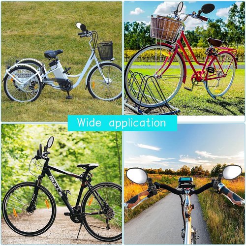 Hestya 2 Pcs Bike Mirrors - 360° Adjustable Rotatable Handlebar Mirrors for Safe Cycling | Shockproof Acrylic