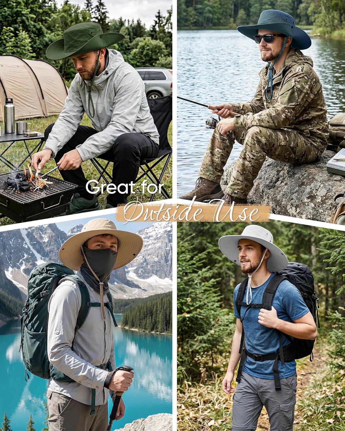 Skiennix Men's Fishing Hat - Wide Brim Sun Protection Bucket Hat for Summer Outdoor Activities