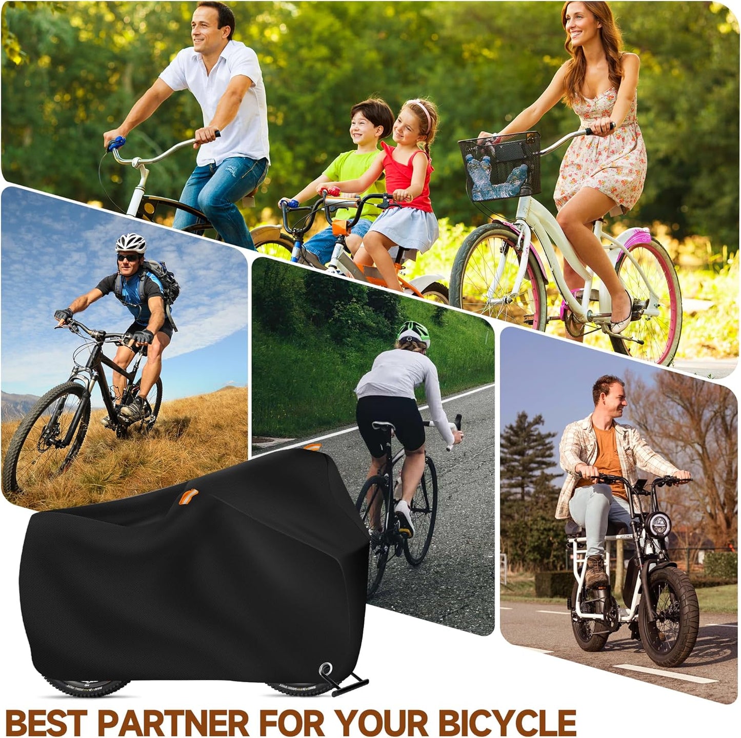 Skiennix Bike Cover - Waterproof Outdoor Bicycle Protection | Heavy-Duty UV & Dust Proof, Black
