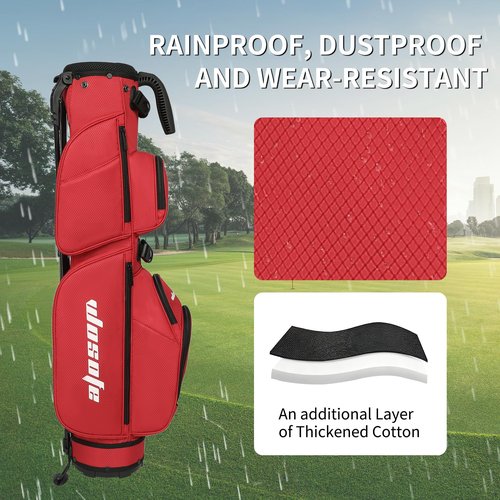 Lightweight Golf Stand Bag - 3-Way Dividers, Fits 5-9 Clubs - Small Sunday Bag for Men & Women, Par 3, Driving Range & Executive Courses - Waterproof, Dual Straps & Rain Cover Included
