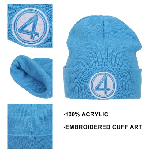 Bioworld The Fantastic Four: Final Steps Fantastic Four 4 Symbol Embroidery Acrylic Knit Standard Cuff Beanie