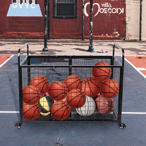 Heodmaem Ball Cart Storage - Extra Large Heavy-Duty Basketball Cage Bin for Indoor/Outdoor Use