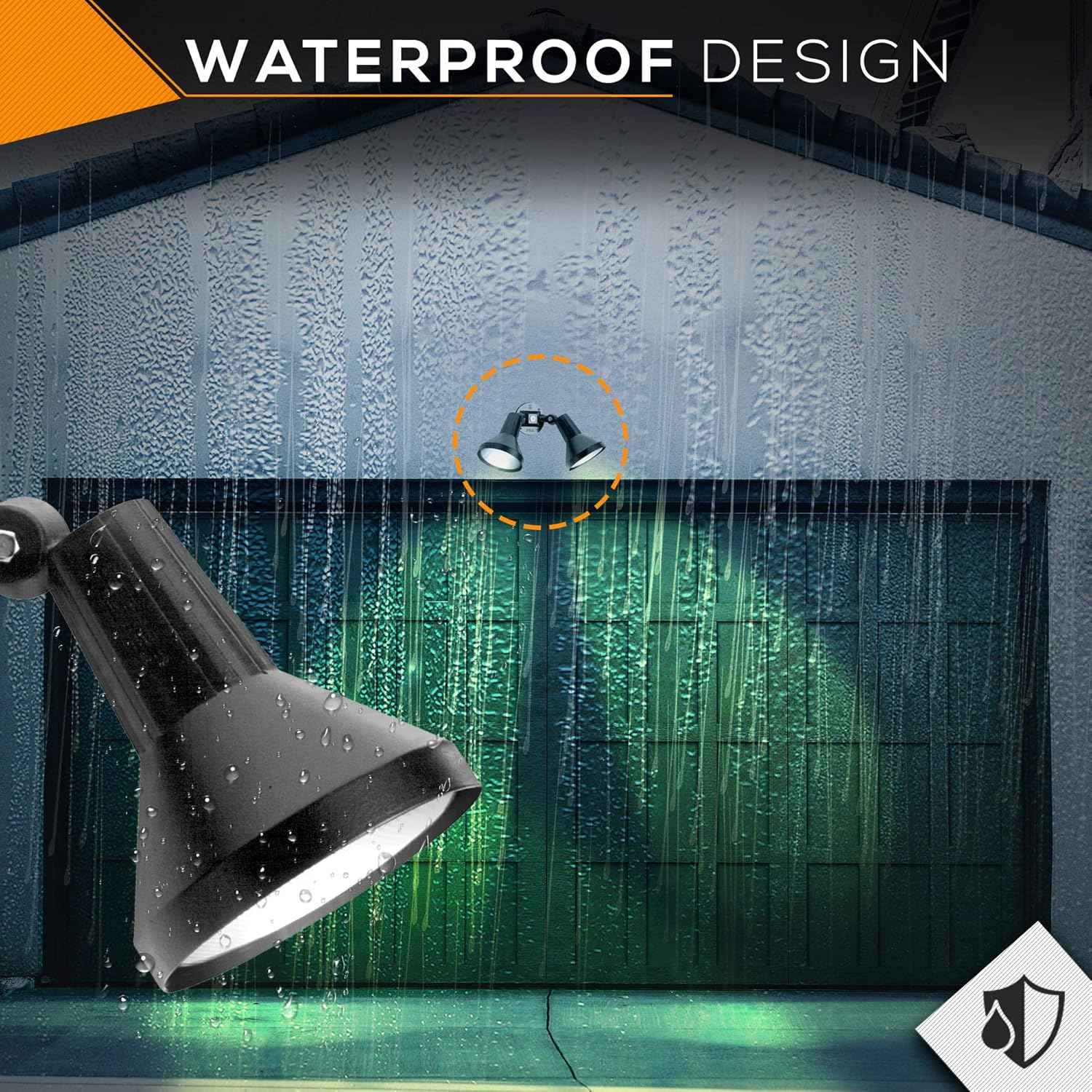 150W Outdoor Security Flood Light - Dual Head, Weatherproof Cast Aluminum, Dark Bronze Finish