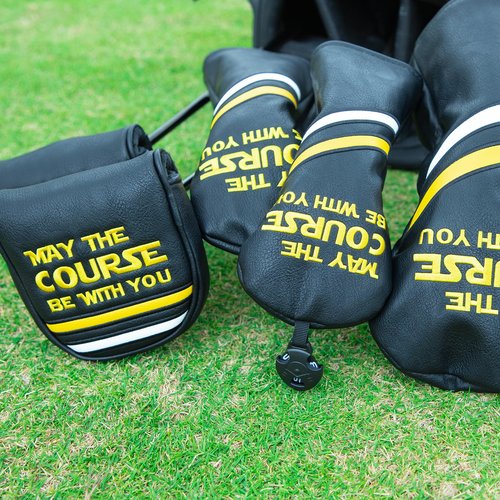 Golf Headcovers Golf Club Head Covers Elegant Embroidery Premium Leather Driver Headcovers May The Course Be with You Fairway Wood Head Cover Hybrid Covers Putter Covers (for OZ1 Mallet Putter(1pcs))