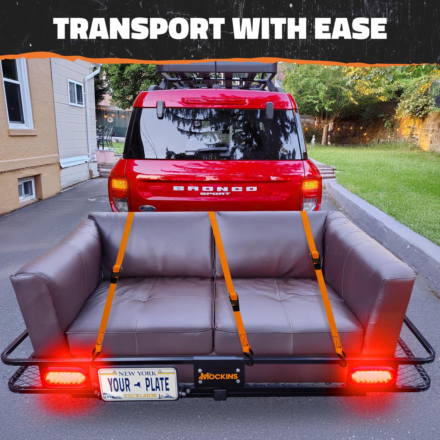 Mockins 72"x36"x6" XXL Folding Trailer Hitch Cargo Carrier w/ 500 Lbs. Cap