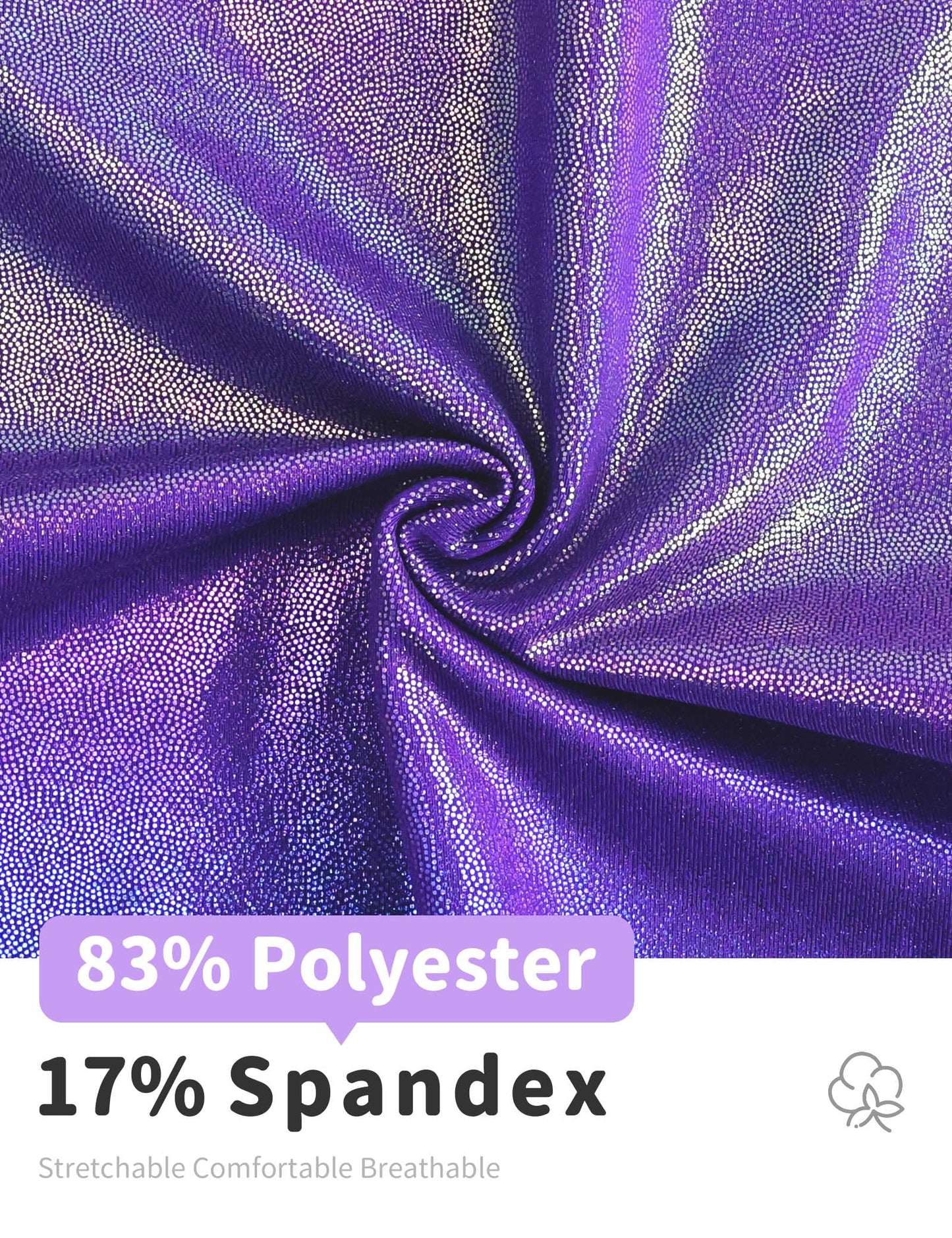 Nokecina Girls Leotards for Gymnastics Size 5-6 Years Old 2 Packs Shiny Purple Butterfly Biketards Pro Gym Outfit