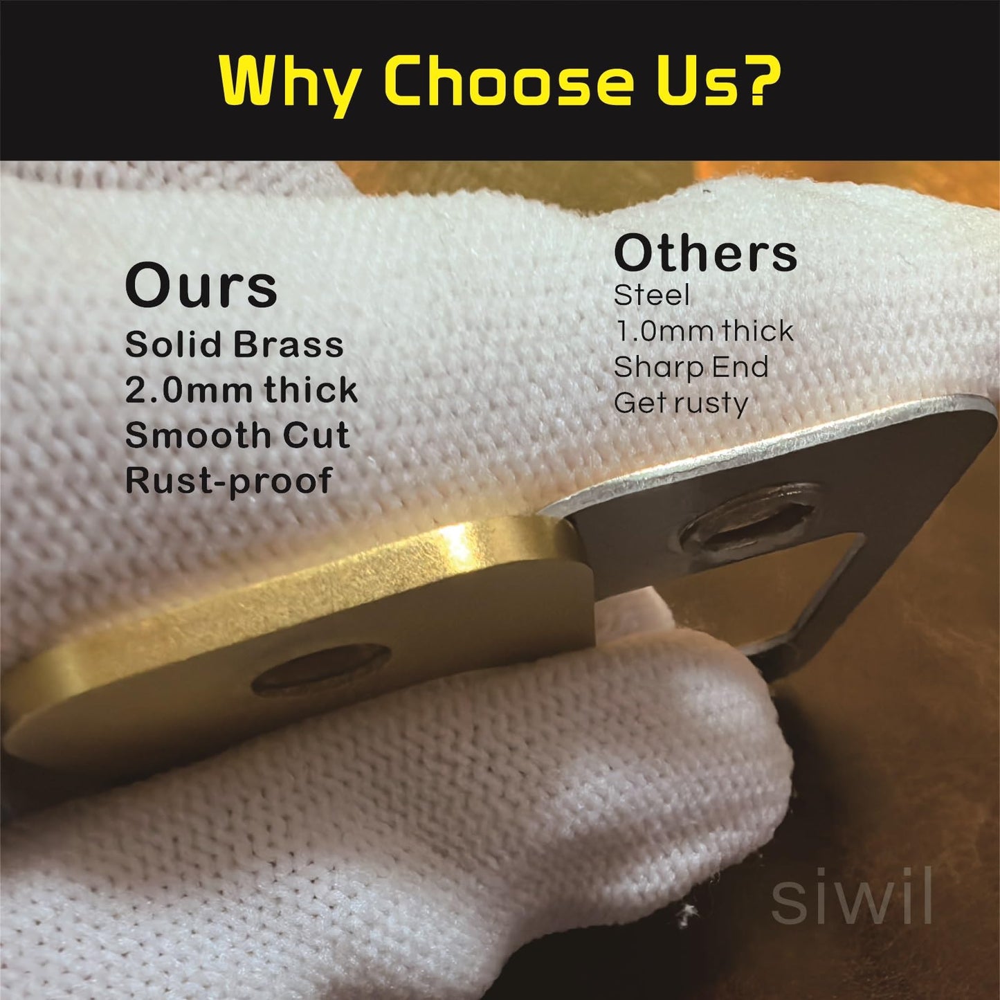 Siwil Brass Door Filler Plate 1" x 2-1/4" with Round Corner, Door Edge Hole Cover Plate – 2 Pack