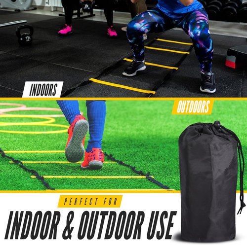Agility Ladder 2 Pack - Speed Training Ladder Set with Ground Stakes & Carrying Bag - Ideal for Football, Soccer, Tennis