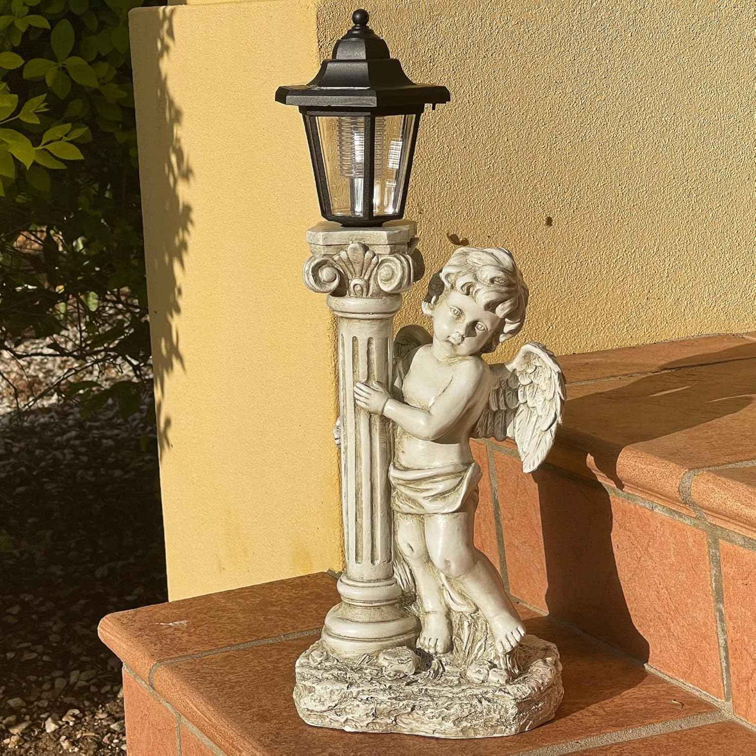19.7-Inch Solar Angel Statue with Roma Pillar - Outdoor Garden Decor & Christian Gift