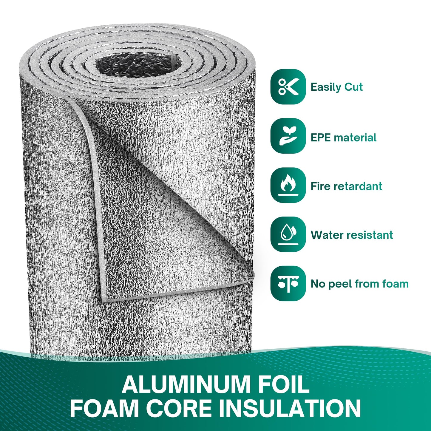 HADOR Window Insulation for Winter, Reflective Insulation Roll 16 in X 10 Feet, Double-Sided Aluminum Foam Core Radiant Barrier Kit for RV and Skylight Windows, 1 Roll