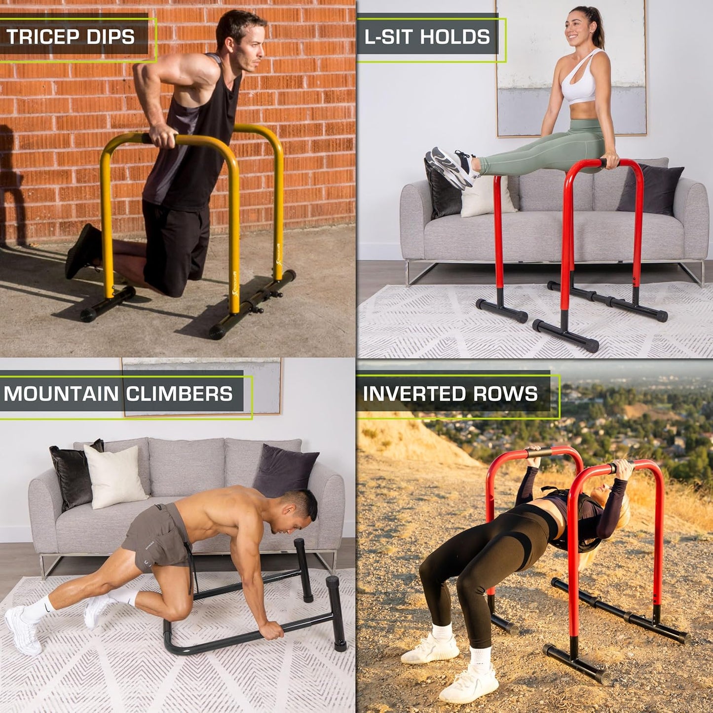 ProsourceFit Dip Stand - Heavy Duty Body Press Bar with Safety Connector for Tricep Dips