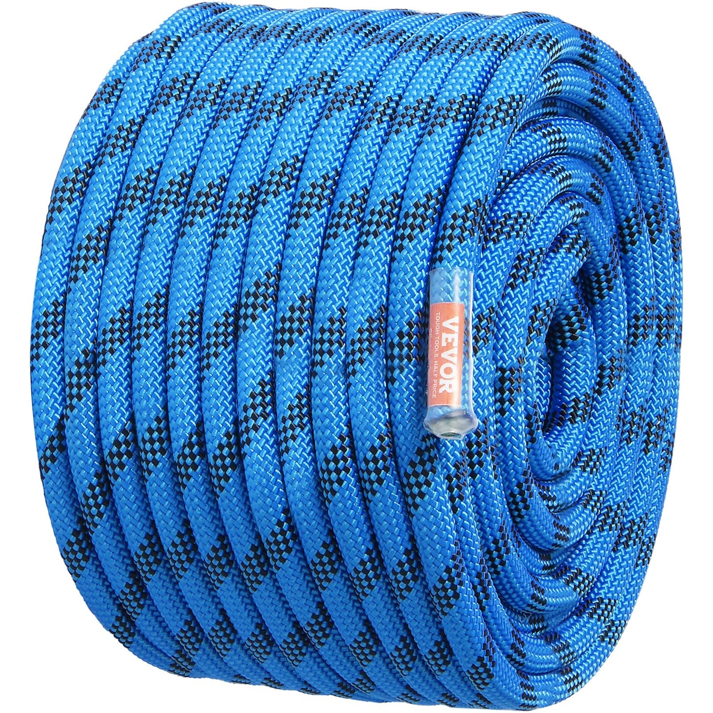VEVOR 12.7mm Static Climbing Rope, 45.7M(150ft) Outdoor Rock Climbing Rope 30KN Breaking Tension, Fiber Rope for Escape, Rappelling, Fire Rescue, Blue