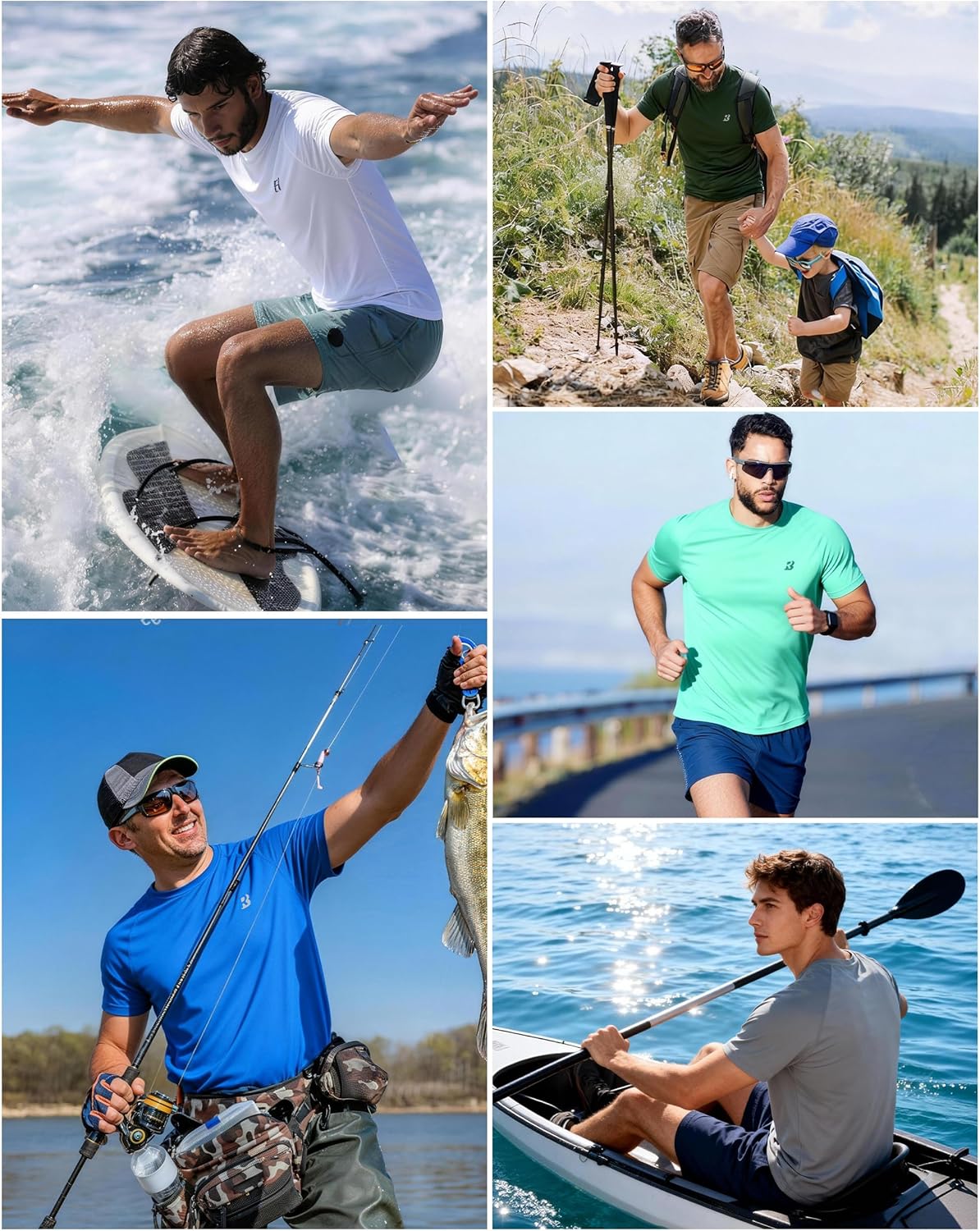 Roadbox Men's Rash Guard - Short Sleeve UPF 50+ UV Protection Swim Shirt | Quick Dry Beach T-Shirt