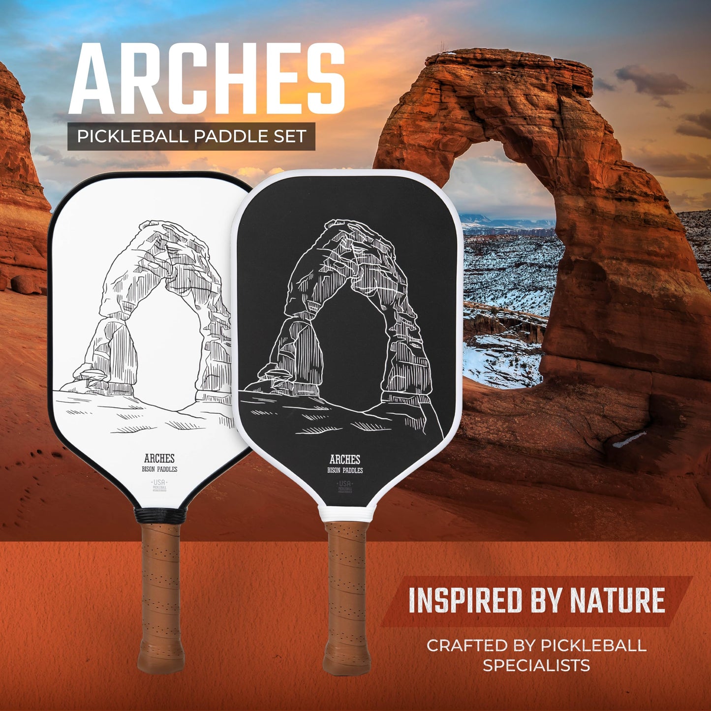 Bison Paddles: Carbon Fiber Pickleball Paddle Set of 2 - National Parks Edition | Durable Unibody Construction | Textured Carbon Fiber Surface | Every Purchase Helps Fund National Parks