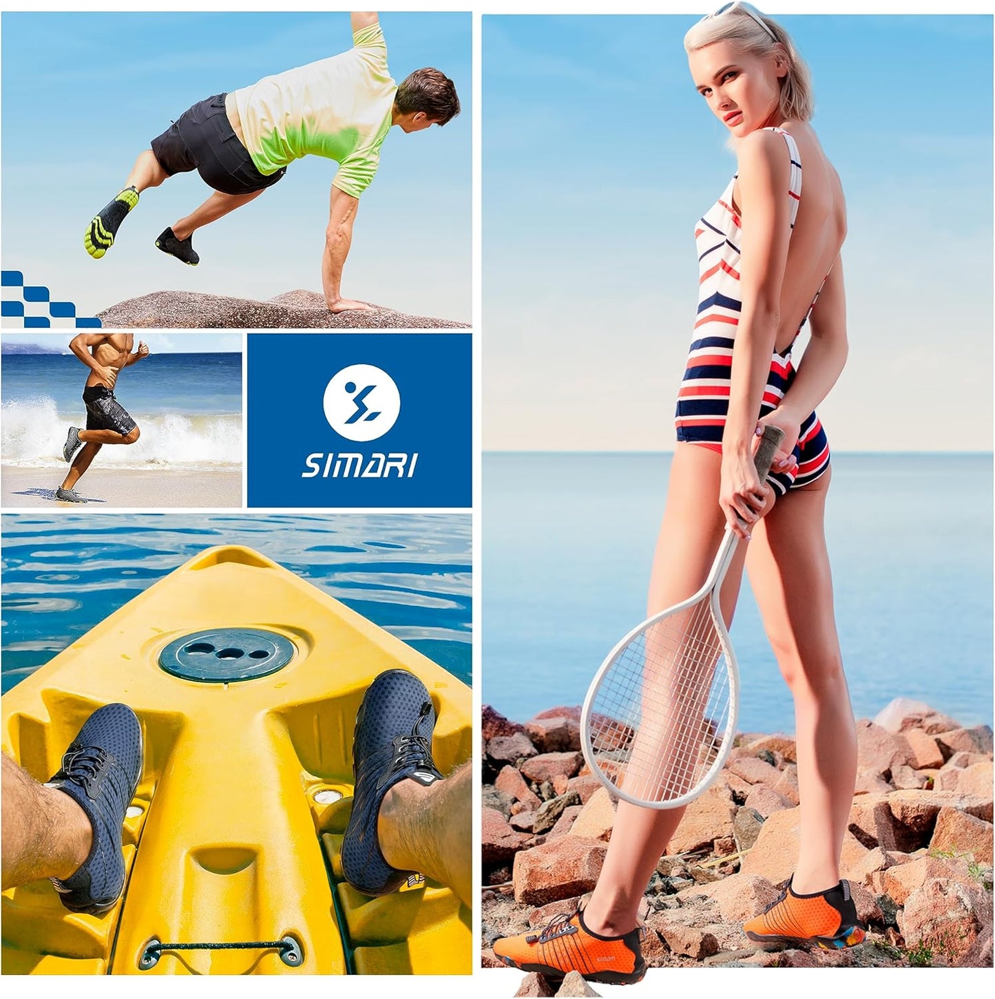 SIMARI Water Shoes - Quick-Dry Barefoot Aqua Socks for Swimming, Surfing & Beach Sports | Non-Slip Design