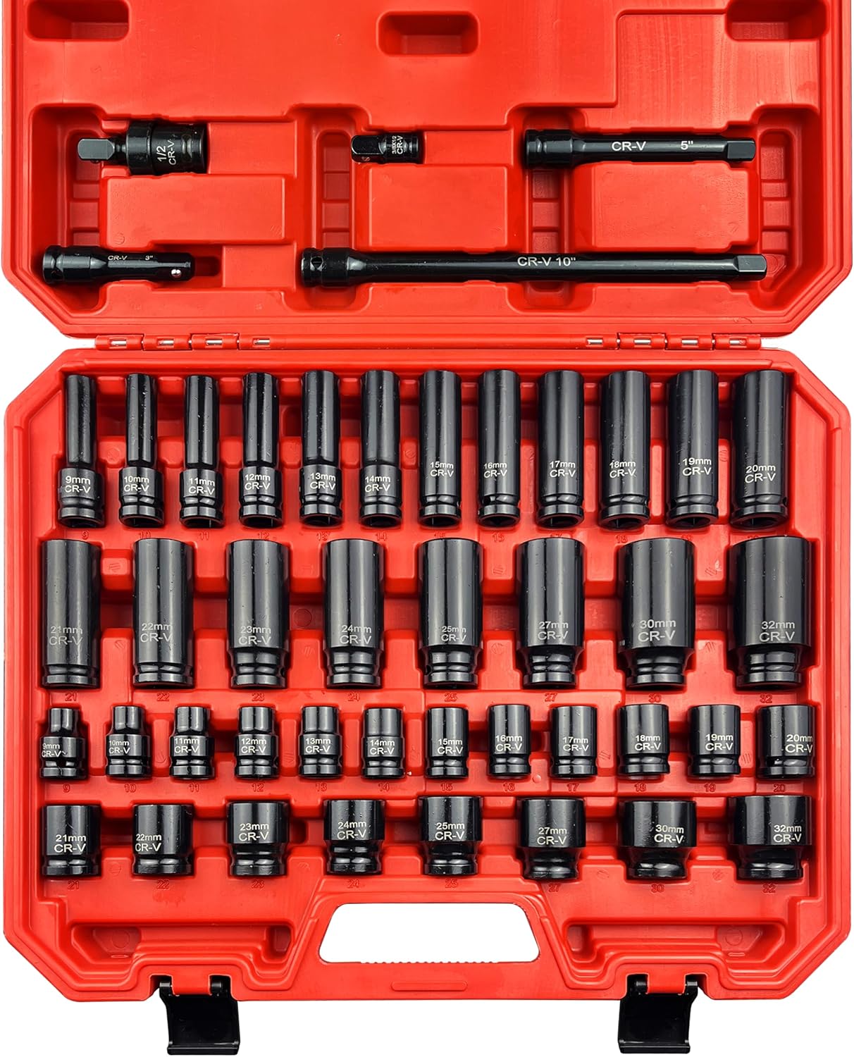 29-Piece Deep Impact Socket Set with Extensions | SAE & Metric Cr-V Steel