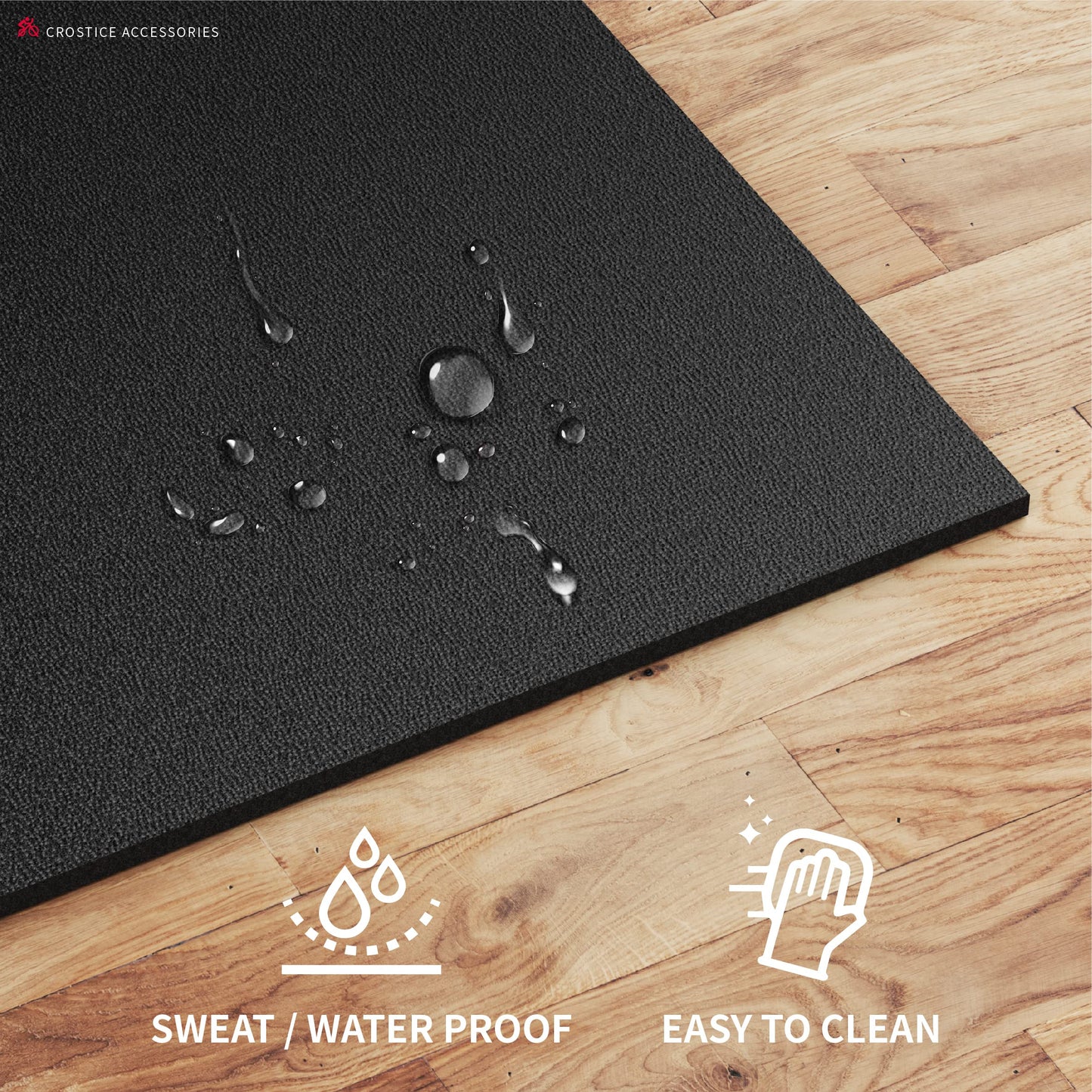 Crostice Double Mat Compatible with Peloton Bike, for Most Bike, Thickness 6mm, Bike Trainer Accessories, 11.8x24 inch * 2 Mat Protect Hardwood Floor Carpet, for Cycling Home Gym Exercise