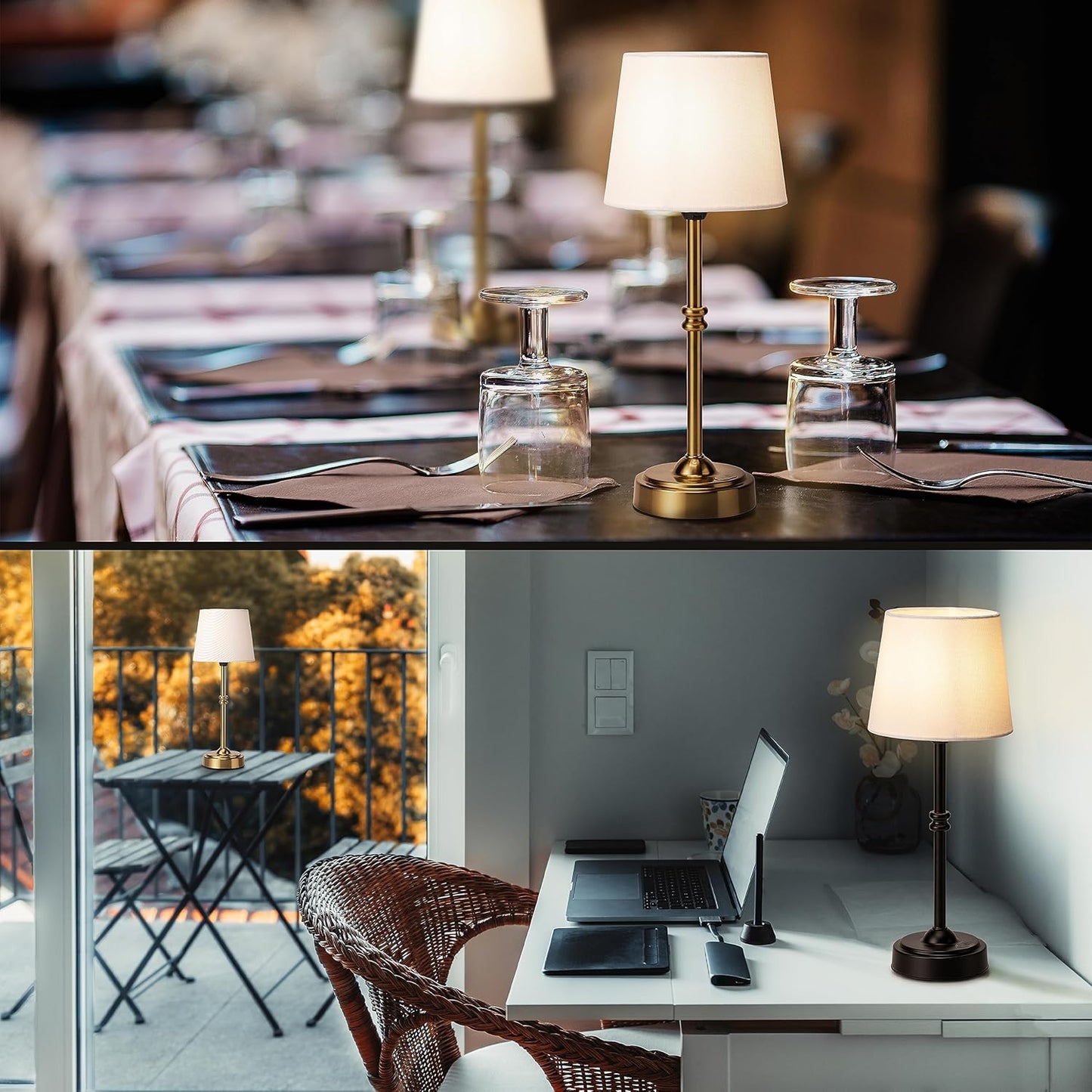 Cordless LED Table Lamp with Dimmer - O’Bright Seraph, Rechargeable Battery, 3-Level Brightness, Perfect for Patio & Bedside