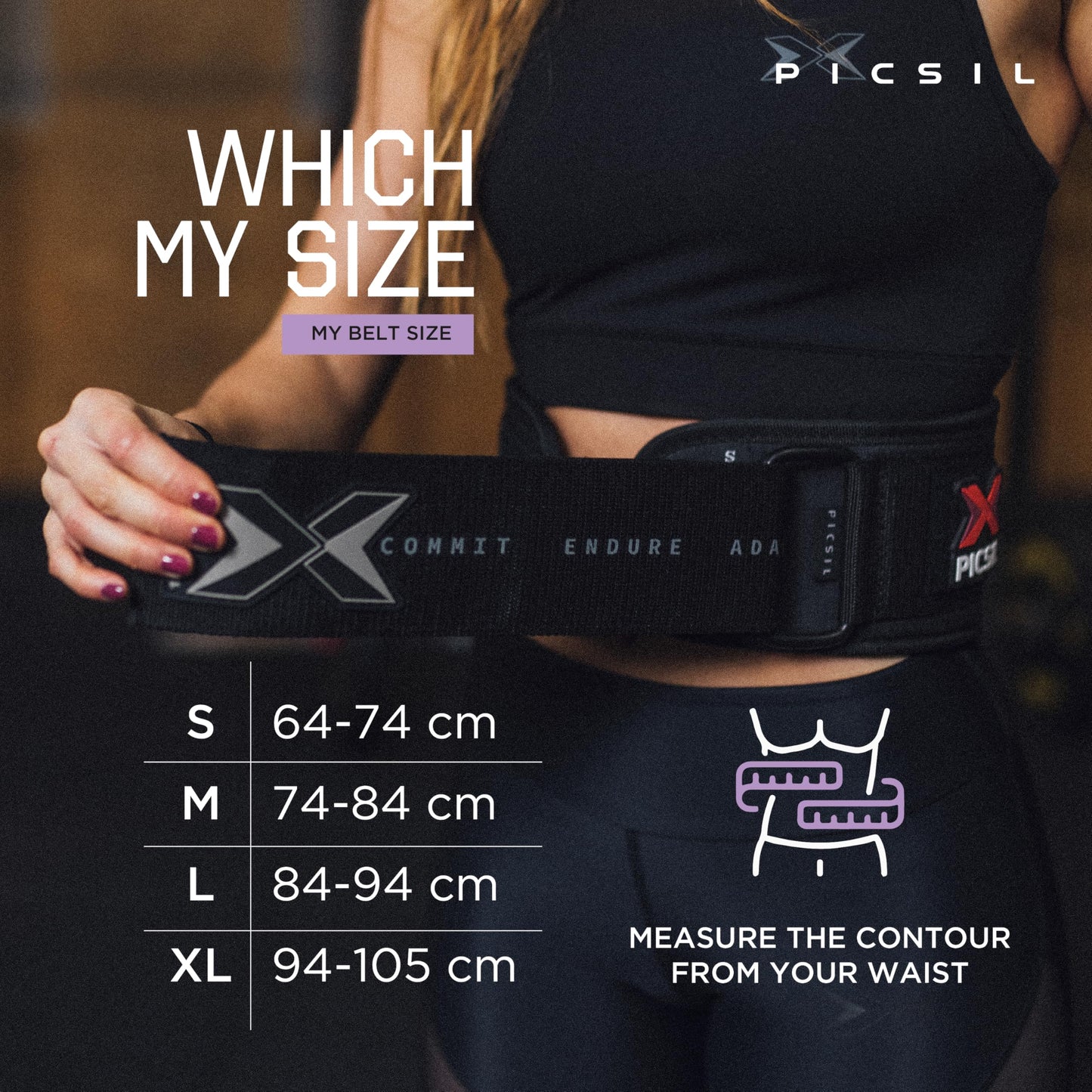 PICSIL - Weight Lifting Belt | Core & Back Support | Customizable with Patch Space | Ideal for Cross training, Squats & Barbell Exercises | Strength Belt for Women and Men | Amethyst, XL