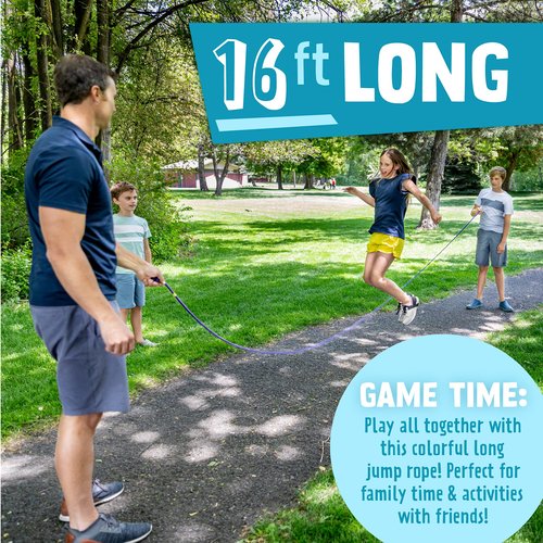 Just Jump It 16' Foot Jump Rope 2 Pack - Active Outdoor Youth Fitness Excersing Equipment - Double Dutch Length Gym Accessories - Raspberry