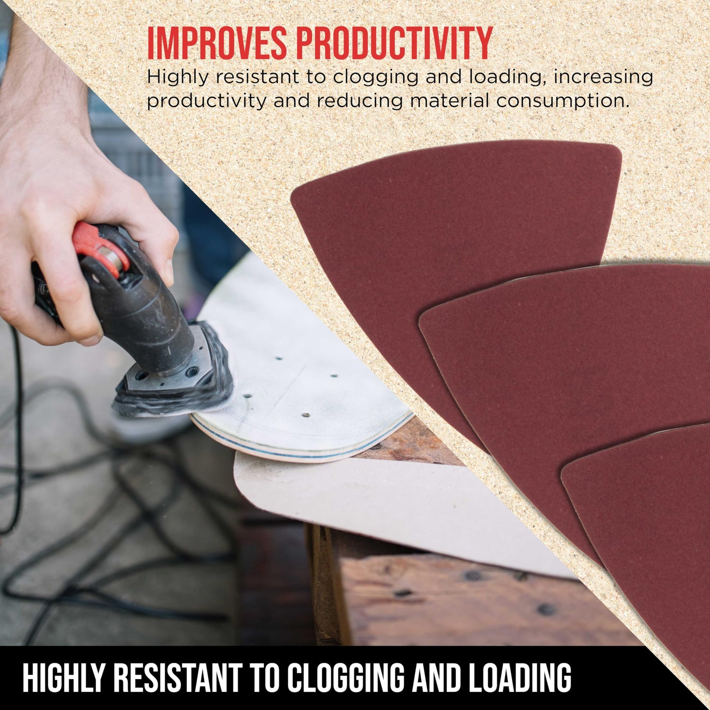 ProductionShop Premium 220 Grit Triangle Mouse Detail Sander Sandpaper Sheets, Box of 45 - Hook & Loop, Triangular Shaped Mouse Disc Pads - Oscillating Multi-Tools - Woodworking, Sand Furniture Paint