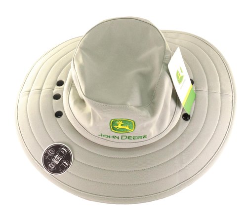 John Deere Bucket Hat Removable Neck Cover and Mask-Ivory