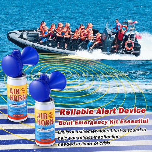 Air Horn - 122dB Loud Safety Signal | 1.4oz Compact Boat Horn for Boating, Camping & Events