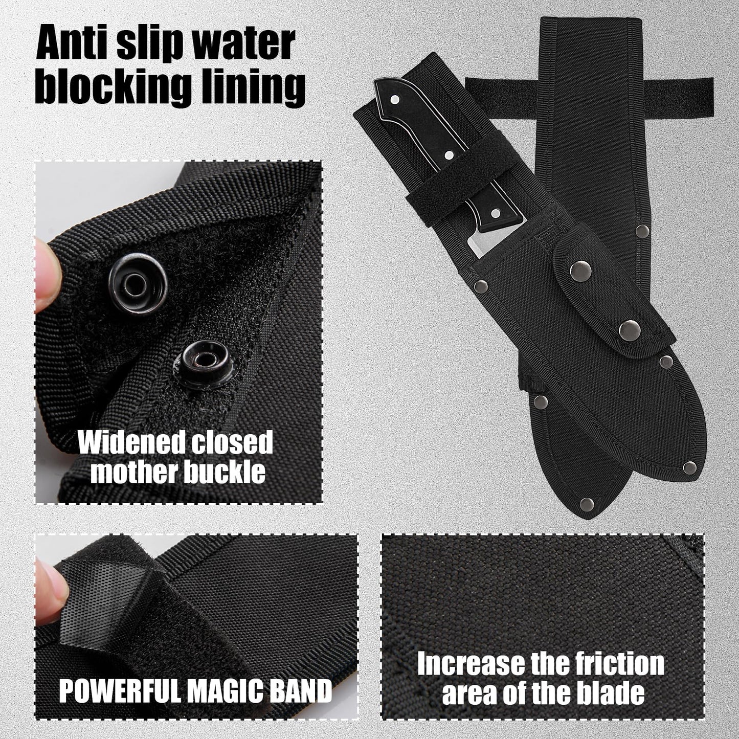 Universal Knife Sheath,Oxford Chef Knife Sheaths for Fixed Blade Knives, Knife Scabbard Cover, Shop Knife Sheath Knives Sleeves Case Edge Guards Blade Protectors for Outdoor (Black, 5.5 x 2 Inch)