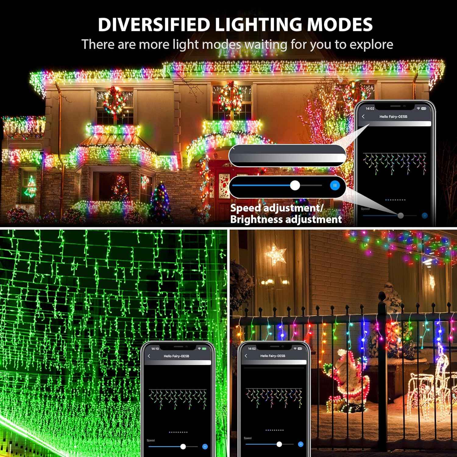 33FT Smart RGB Icicle Lights with 299 LED Drops - App & Remote Control, Music Sync Waterproof Christmas String Lights for Patio & Party Decor