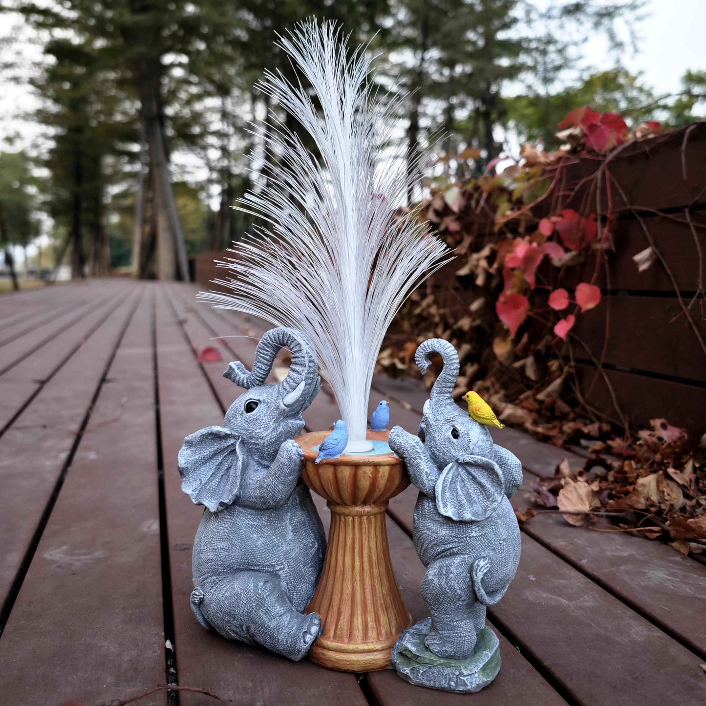 RCTTICUU Elephant Statue Solar Garden Decor,Resin Elephant Statue and Colour Changing Optical Fiber Solar Lights,Outdoor Decor for Balcony, Garden, Patio, Yard, Lawn, Gifts for Mom Grandma