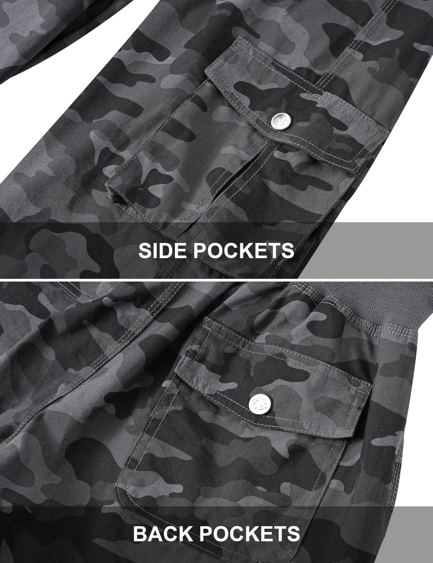 MoFiz Womens Capris with Pockets Loose Fit Casual Capri Pants Dressy Lightweight Ladies Baggy Cargo Pants for Hiking Camo Gray M