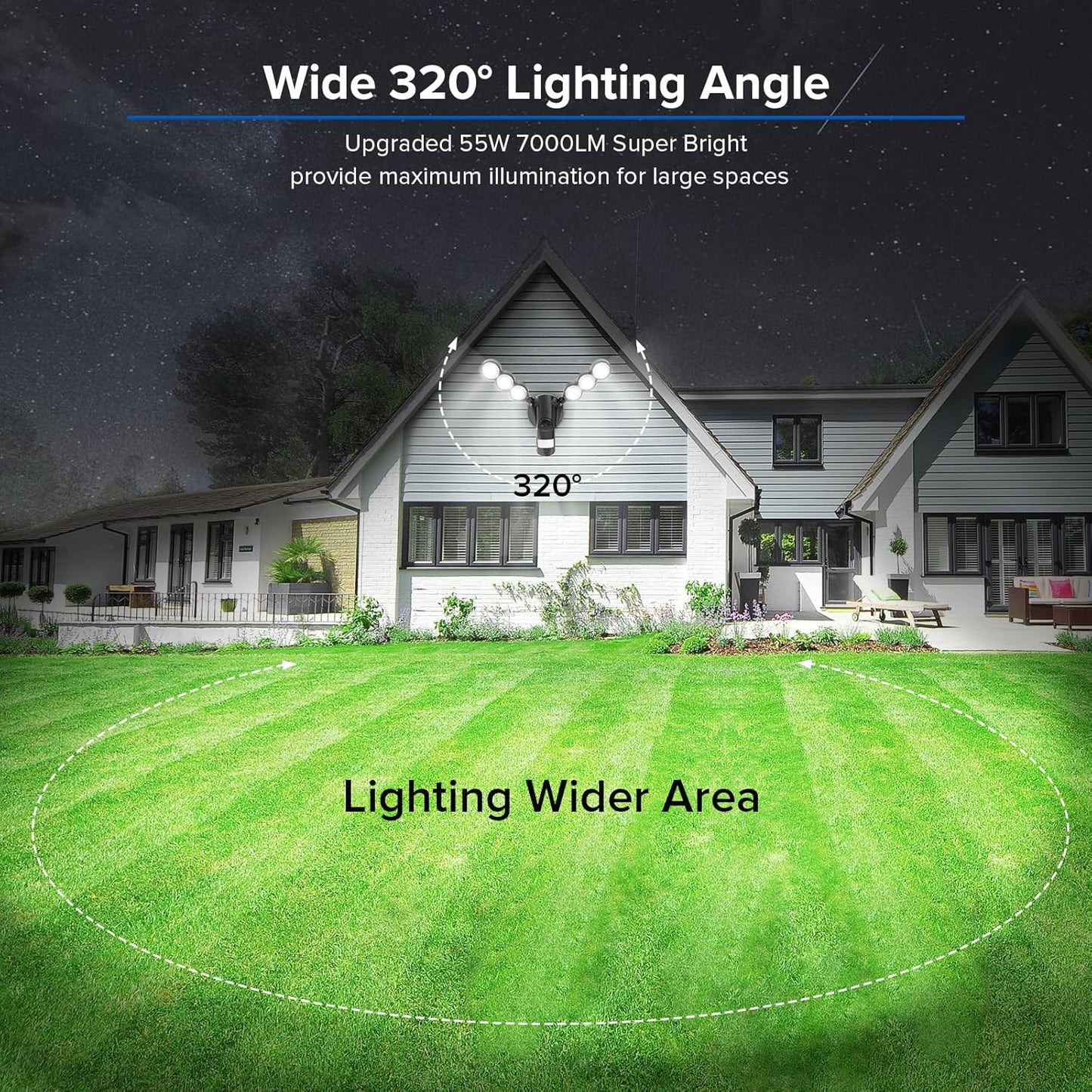 25W Motion Sensor Outdoor Flood Light - 3000LM Dusk to Dawn Security Light, 4 Modes, 320° Wide Angle for Garage & Patio