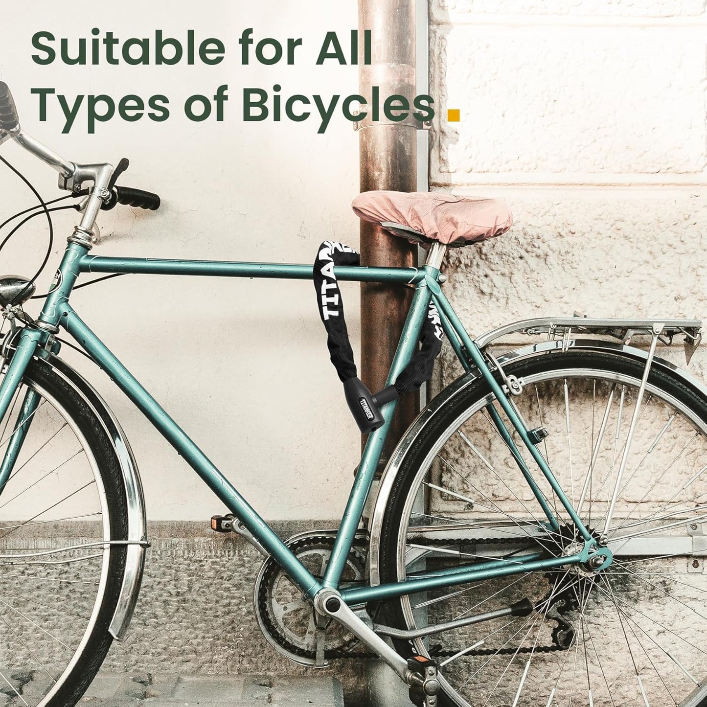 Titanker Bike Chain Lock - Heavy Duty Anti-Theft Security for Bikes & Motorcycles | 3.3 Feet Long, 6mm-10mm Thick