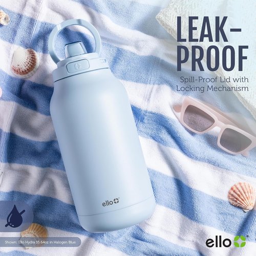Ello Hydra 64oz Half Gallon Vacuum Insulated Stainless Steel Jug - Leak-Proof Design