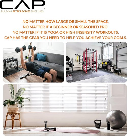 CAP Barbell Dumbbell Weight Set - Rubber Coated with Vertical Rack | 100 lb, 150 lb, 210 lb Options