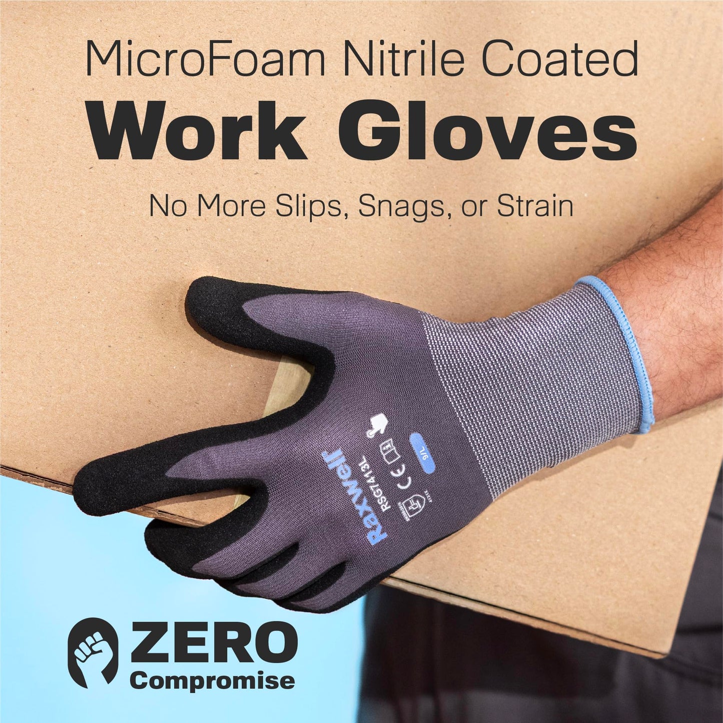 Work Gloves MicroFoam Nitrile Coated Firm Grip for Men and Women, Abrasion Resistant Seamless Knit Nylon Gloves for Garden, Yard, Mechanic, Construction and Industrial Tasks – 36 Pairs (Grey) S