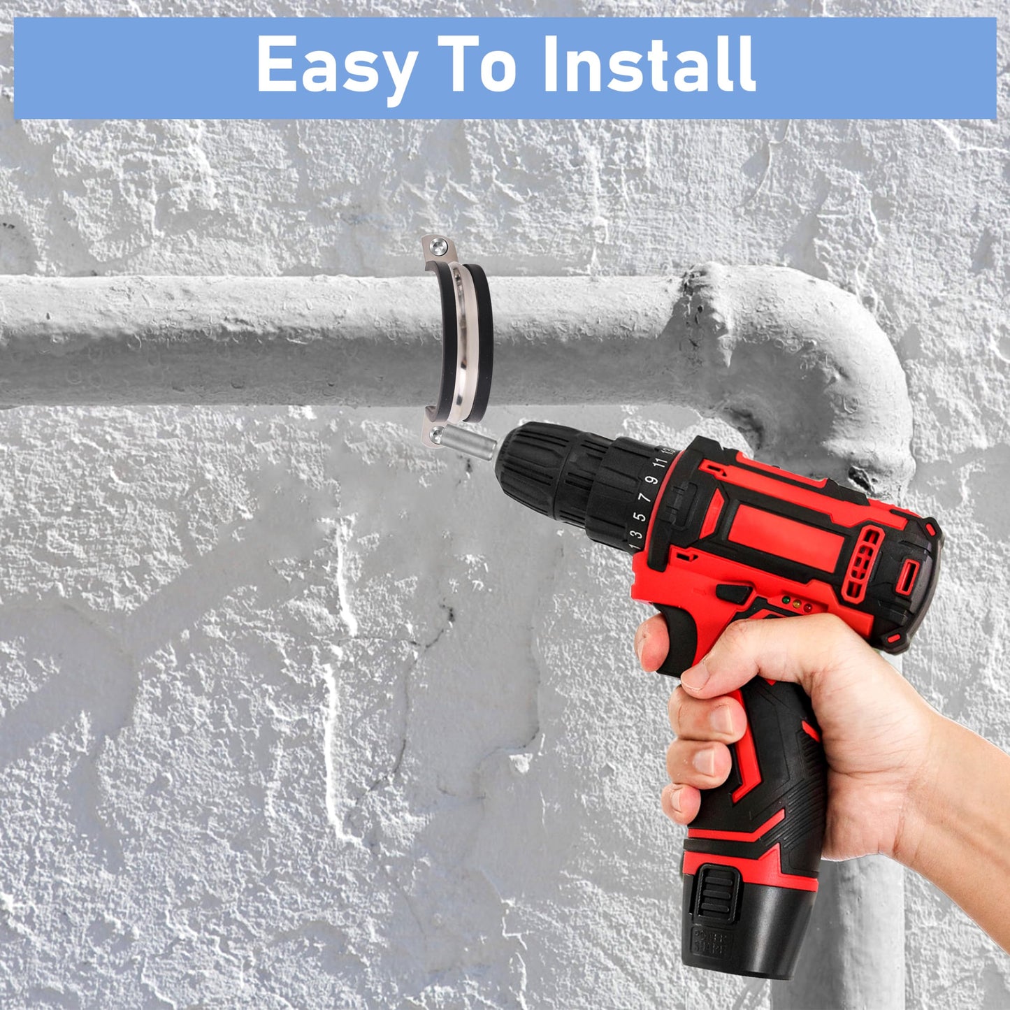 Oovivat Pipe Clamps 5/8 Inches (Φ16MM)- 304 Stainless Steel & Rubber Lining heavy duty Pipe Strap clamp 10 Pack