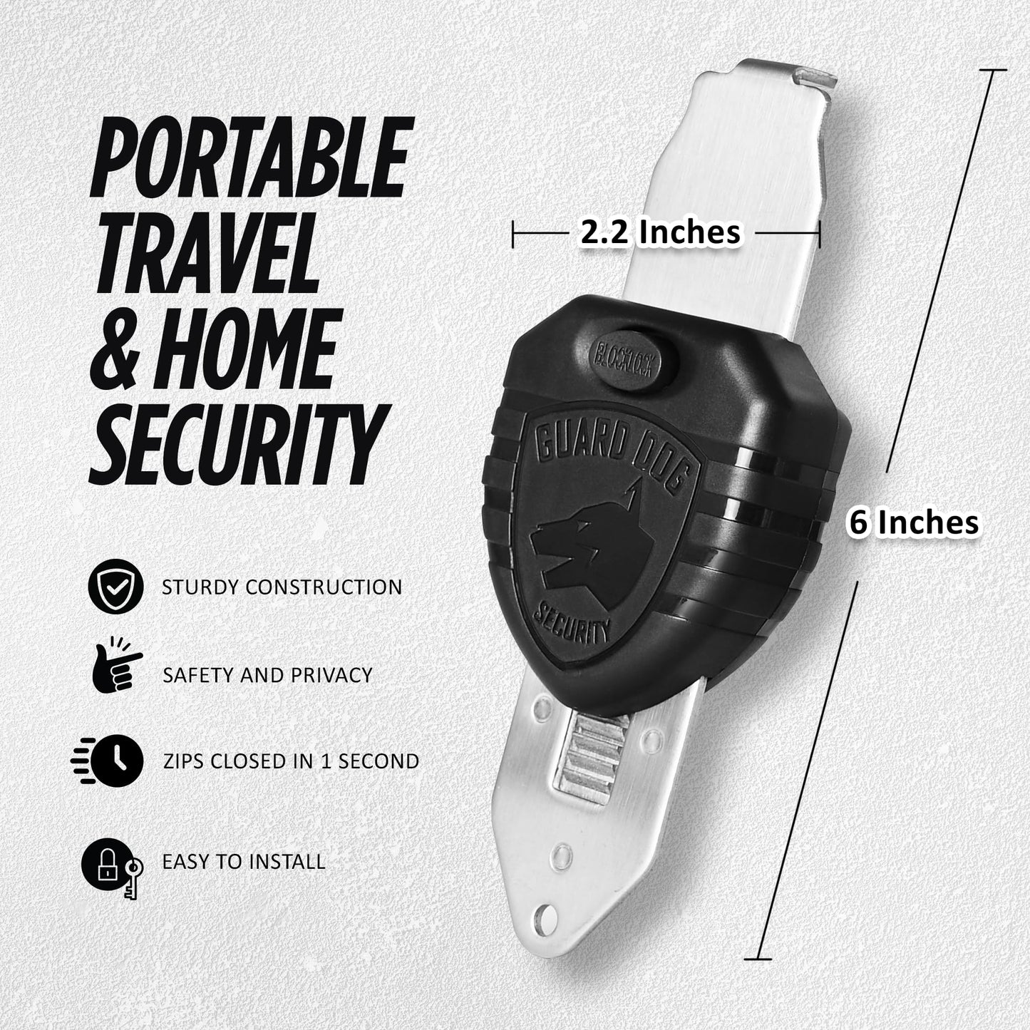 Guard Dog Security Blocklock Portable Door Lock, Hotel Door Locks for Travelers Security, Tough, Durable, Apartment Door Security, Home Security, Travel Essentials, Easy to Use