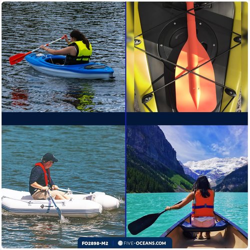 Five Oceans Telescoping Paddle - Emergency Boat Paddle, Floating Orange, Extends 21" to 42" for Easy Storage