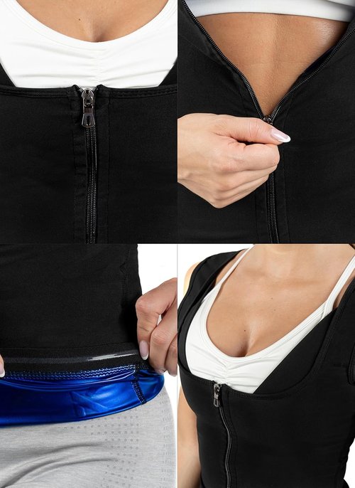 Kewlioo Women's Sauna Suit Vest - Heat Trapping Zipper Jacket for Enhanced Workout Comfort