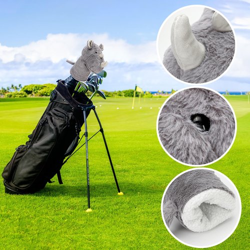 Funny Drive Head Covers Rhino Golf Club for Driver – Cartoon Funny Plush Animal Head Guard Fits Standard 460cc Woods – Cute Novelty Cool Headcovers for Men Women Clubs, Fun and Coolest Golf Wood Cover