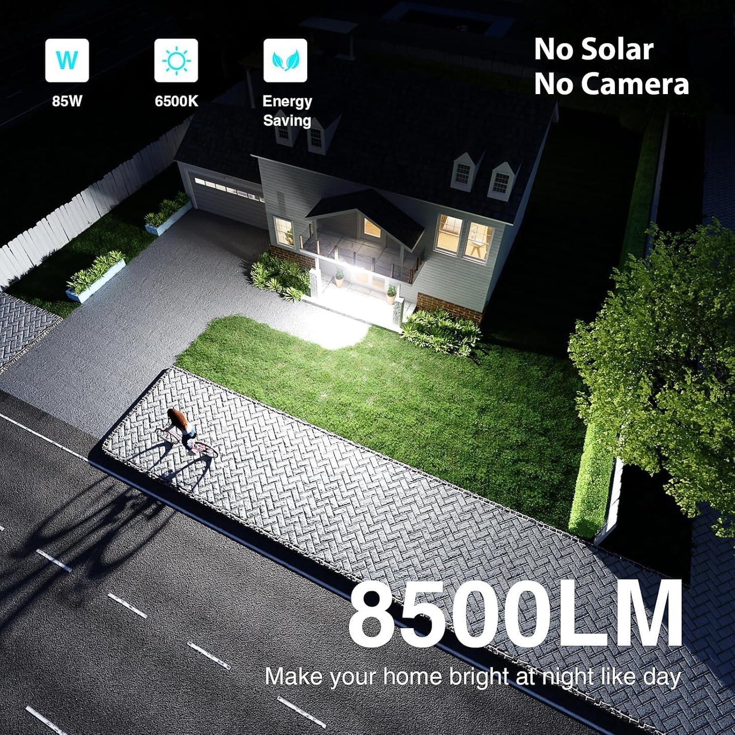85W LED Motion Sensor Security Light - 8500LM Dusk to Dawn, 3-Head Waterproof Floodlight for Garage, Yard & Porch