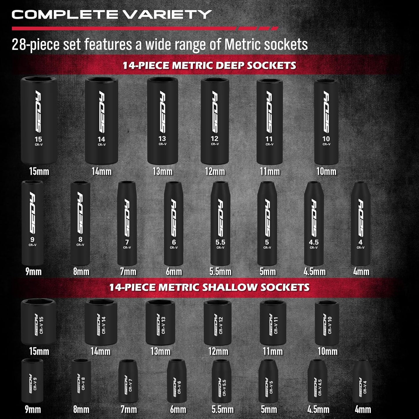 36-Piece Hex Bit Impact Socket Set with Adapters - SAE & Metric, Heavy Duty Storage Case