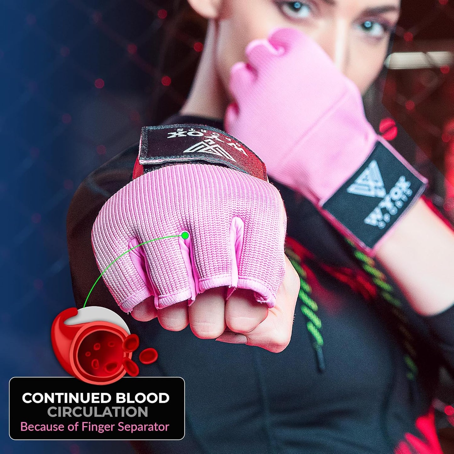 WYOX Gel Boxing Hand Wraps - 80cm Quick Wrist Strap, Padded Knuckle Support | Fingerless MMA & Muay Thai Training Gloves